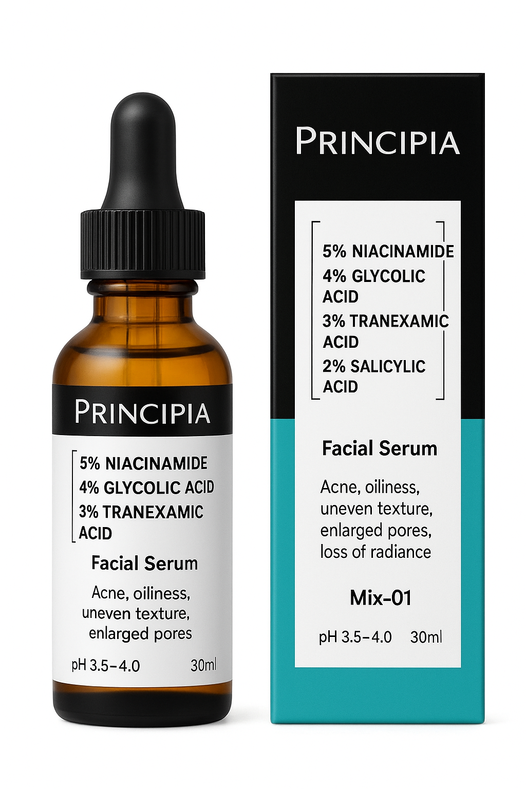 Principia Multi-Acid Facial Serum – Niacinamide, Glycolic & Salicylic 30ml