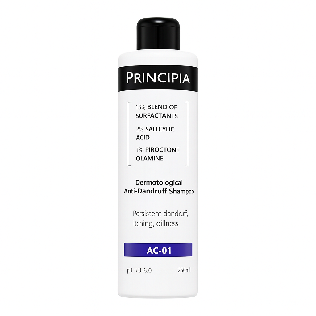 PRINCIPIA AC-01 Dermatological Anti-Dandruff Shampoo | Salicylic Acid + Piroctone Olamine | Controls Dandruff, Itching & Oiliness – 250ml