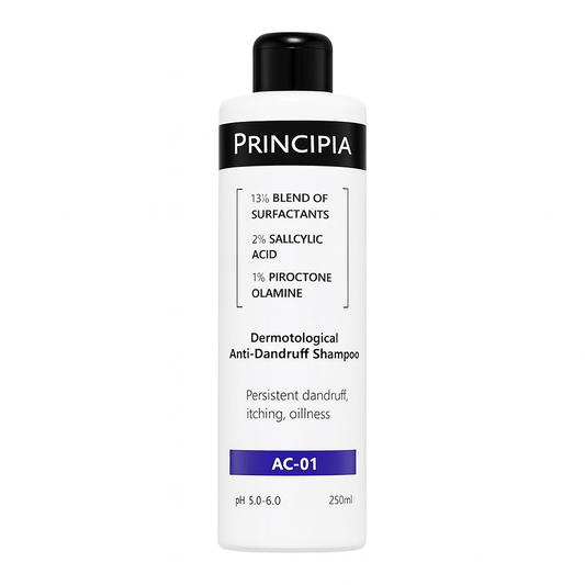 PRINCIPIA AC-01 Dermatological Anti-Dandruff Shampoo | Salicylic Acid + Piroctone Olamine | Controls Dandruff, Itching & Oiliness – 250ml