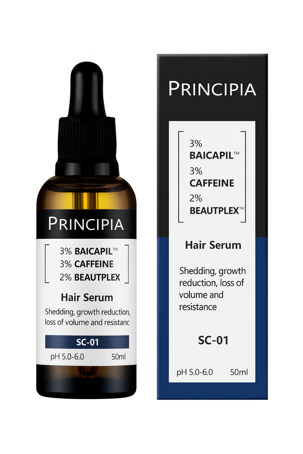 PRINCIPIA SC-01 Hair Serum | 3% Baicapil + 3% Caffeine + 2% BeautPlex | Anti-Shedding & Growth Support – 50ml