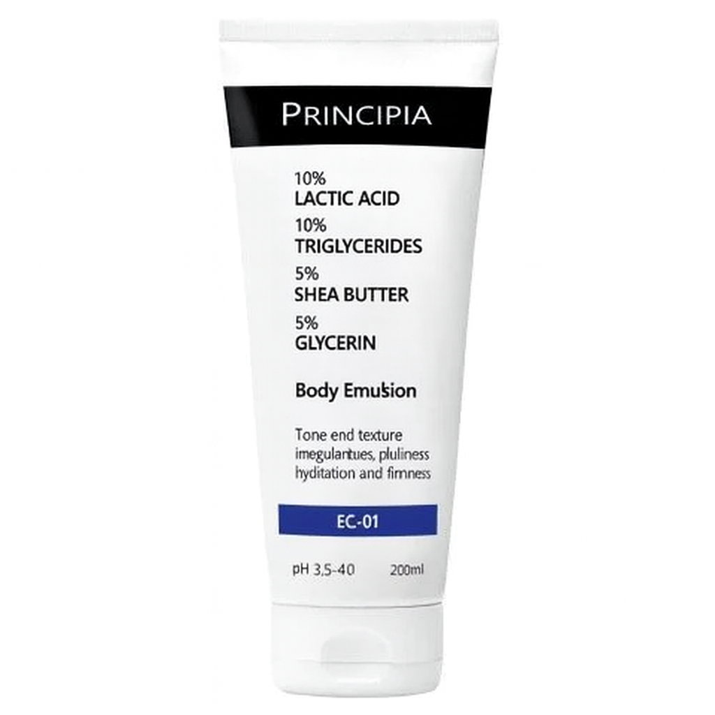 PRINCIPIA EC-01 Body Emulsion | 10% Lactic Acid + Shea Butter | Exfoliating & Smoothing Body Hydration – 200ml