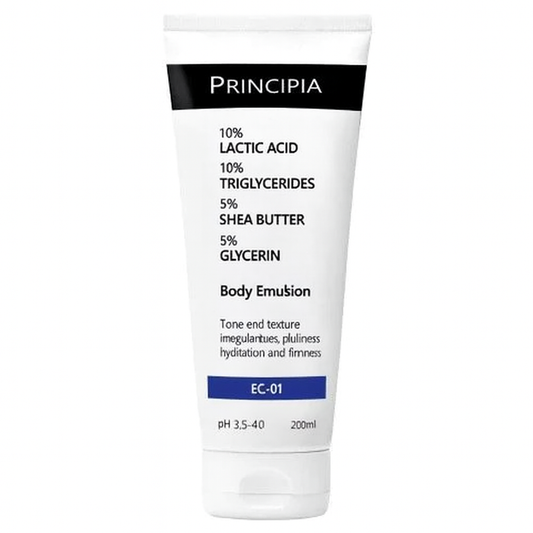 PRINCIPIA EC-01 Body Emulsion | 10% Lactic Acid + Shea Butter | Exfoliating & Smoothing Body Hydration – 200ml