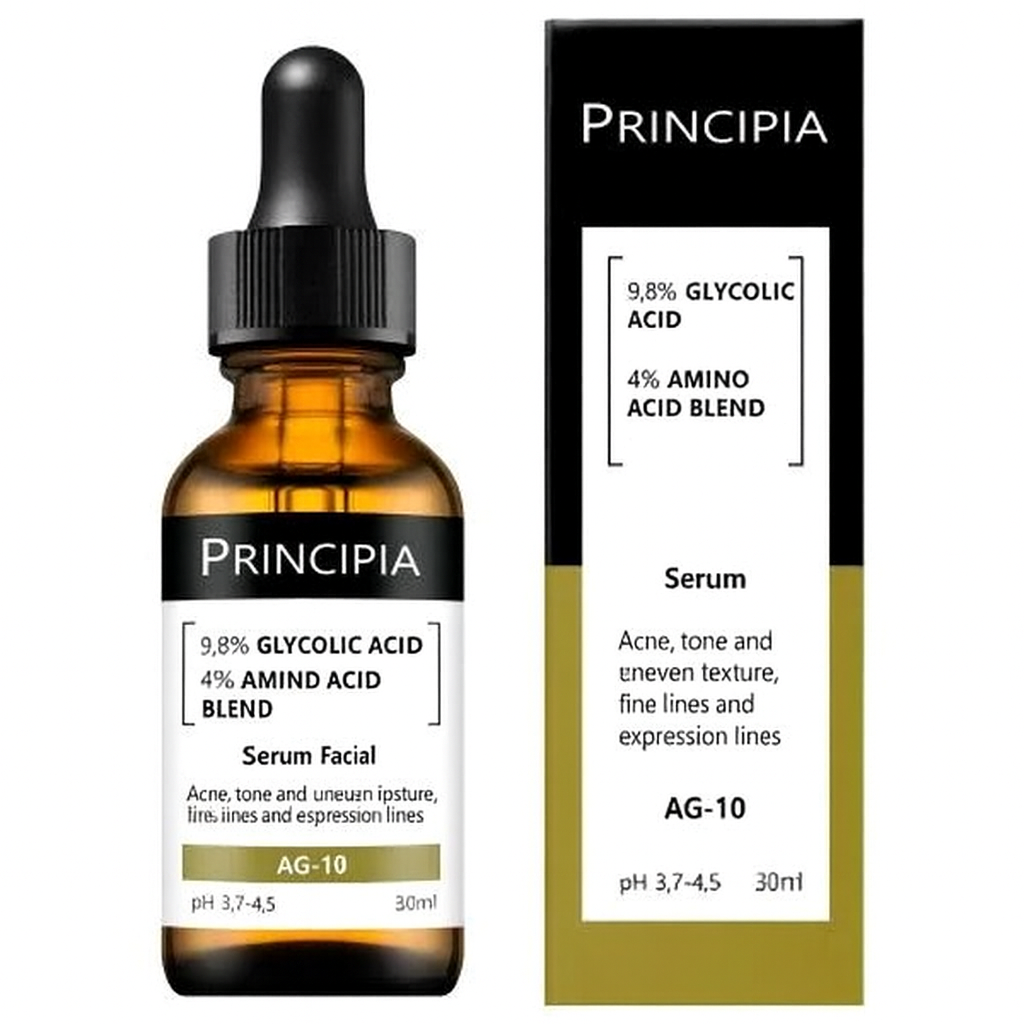 Principia AG-10 Glycolic Acid 9.8% + Amino Acid Blend 4% Facial Serum – 30ml